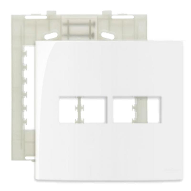 Placa 4X4 Para 2 Módulos Horizontais Com Suporte Branco Sleek Margirius