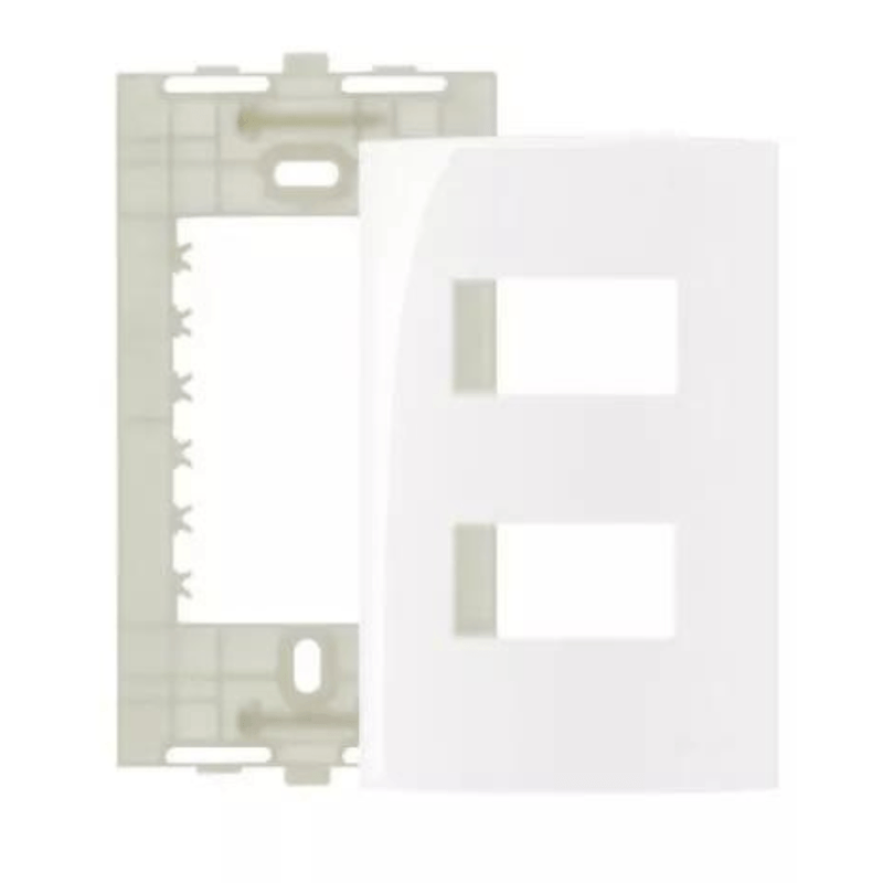 Placa 4X2 Para 2 Módulos Separados Horizontais Com Suporte Branco Sleek Margirius